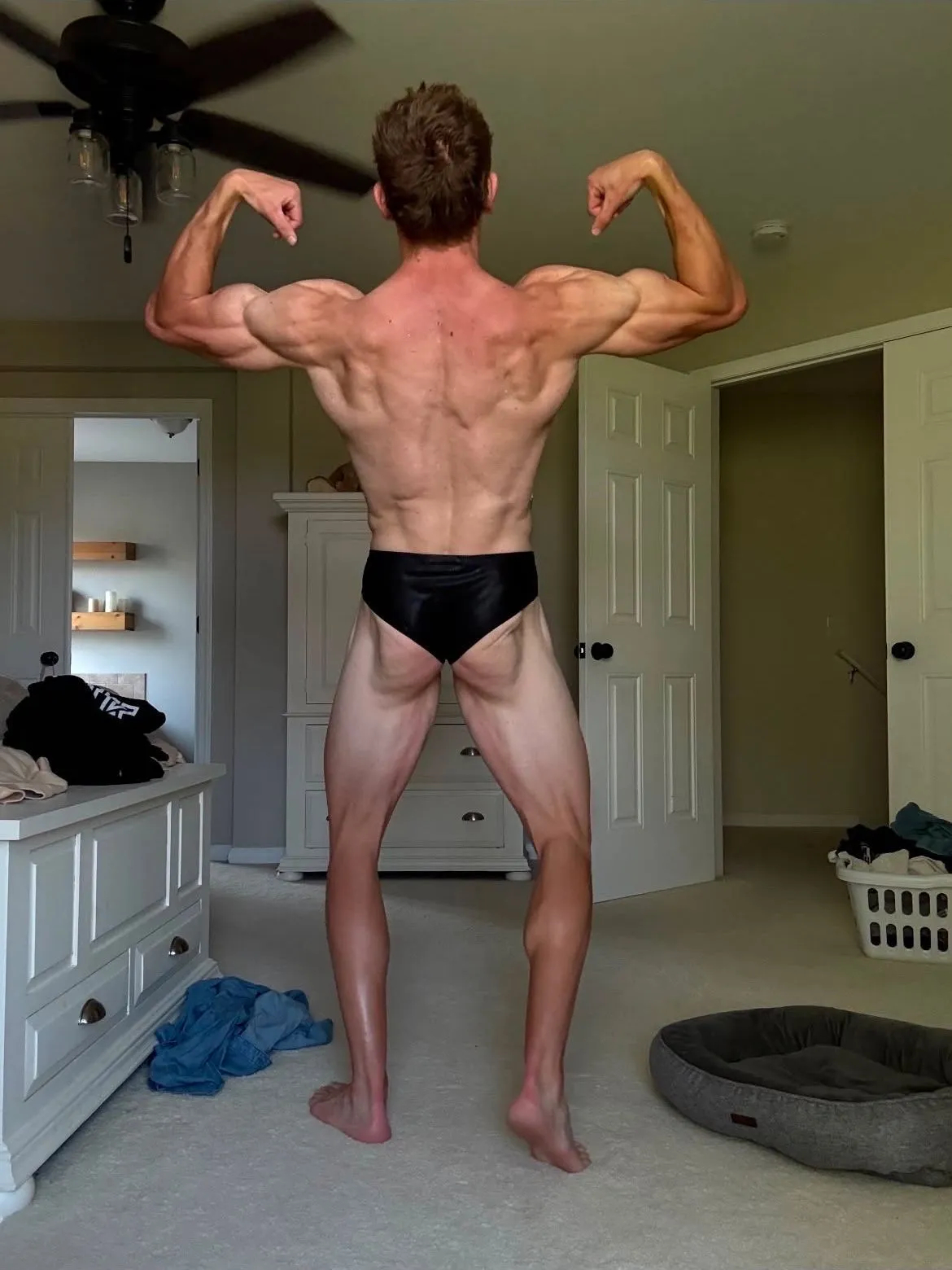 Back double biceps progress photo mid-prep