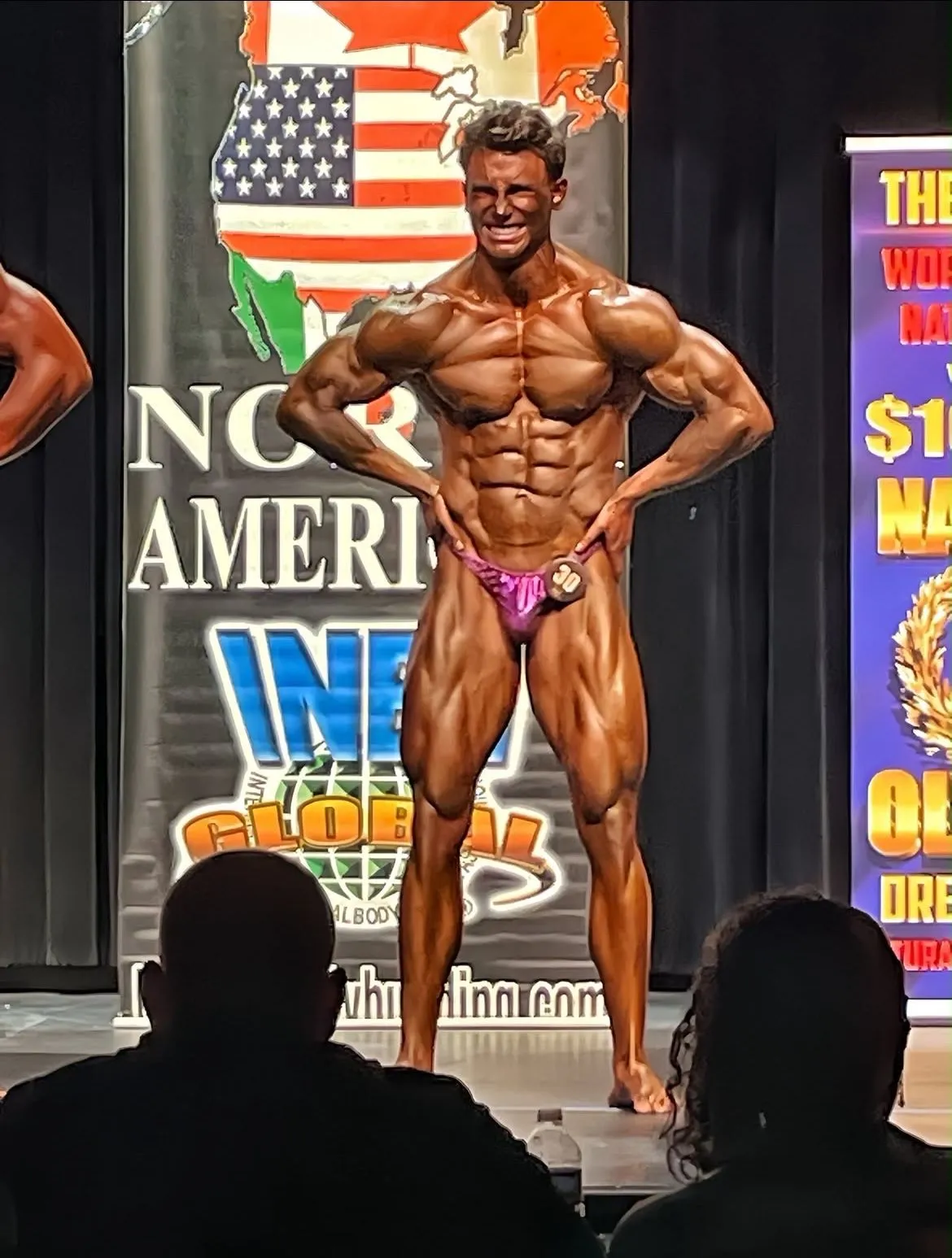 Front pose on stage at the INBF North American championships